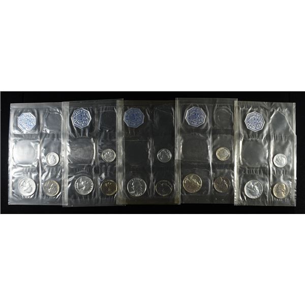 (5) 1963 PARTIAL MINT SETS MISSING 50C & 1 CENT