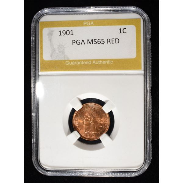 1901 INDIAN CENT PGA GEM BU RED