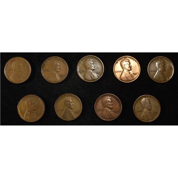 9 NICE EARLY SEMIKEY WHEAT CENTS