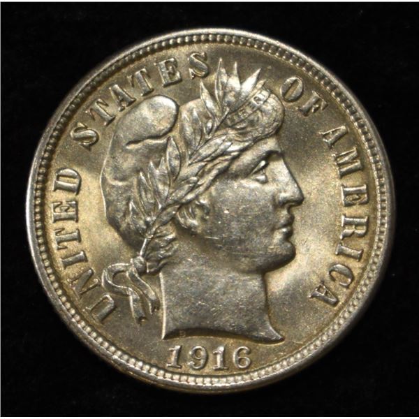 1916 BARBER DIME GEM BU