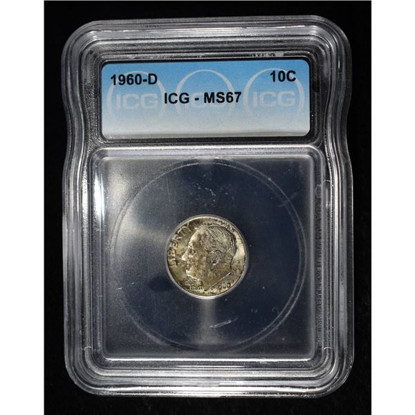 1960-D ROOSEVELT DIME ICG MS67