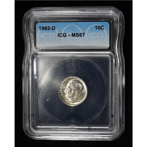 1962-D ROOSEVELT DIME ICG MS67