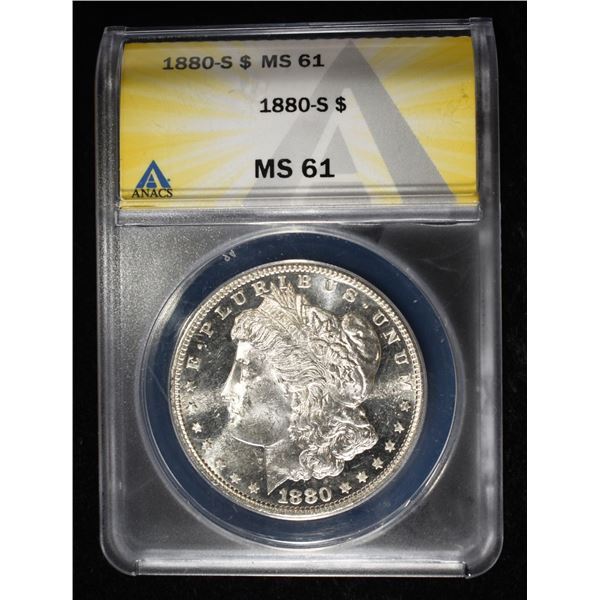 1880-S MORGAN DOLLAR ANACS MS-61 LOOKS PL