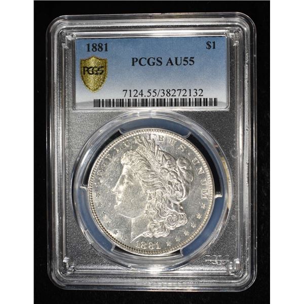 1881 MORGAN DOLLAR PCGS AU-55