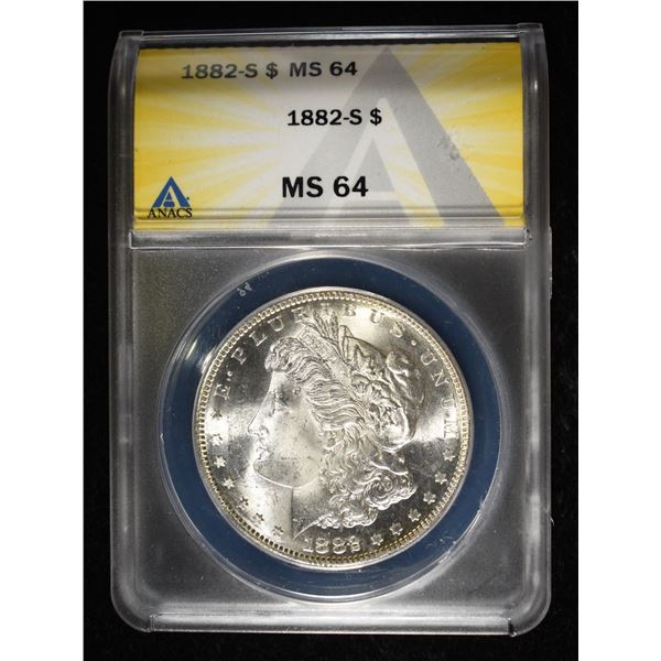 1882-S MORGAN DOLLAR ANACS MS-64
