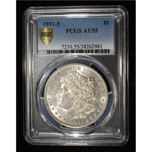 1891-S MORGAN DOLLAR PCGS AU-55
