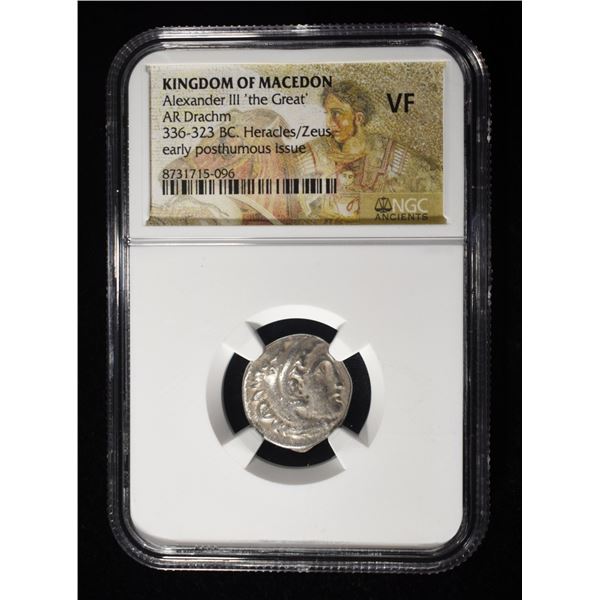 336-323 BC HERACLES/ZEUS AR DRACHM NGC VF