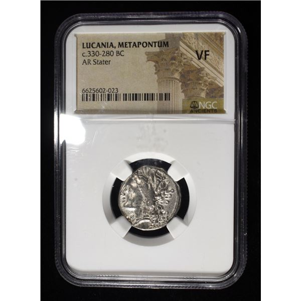 c.330-280 BC LUCANIA, METAPONTUM AR STATER NGC VF