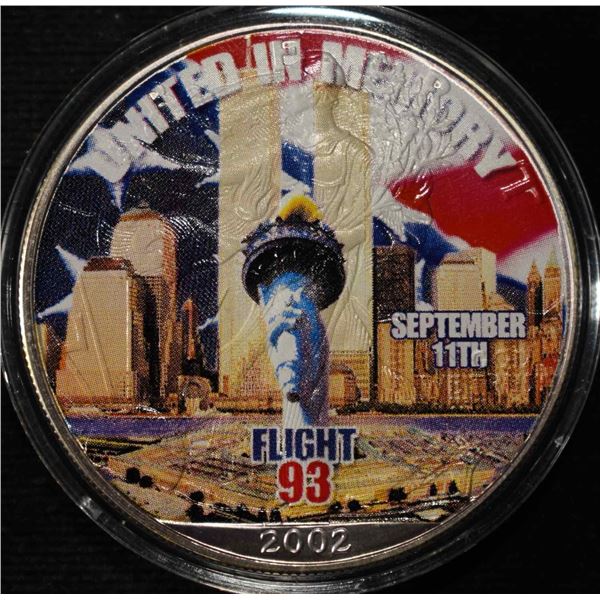 2002 AMERICAN SILVER EAGLE PAINTED MEMORIAL 9/11