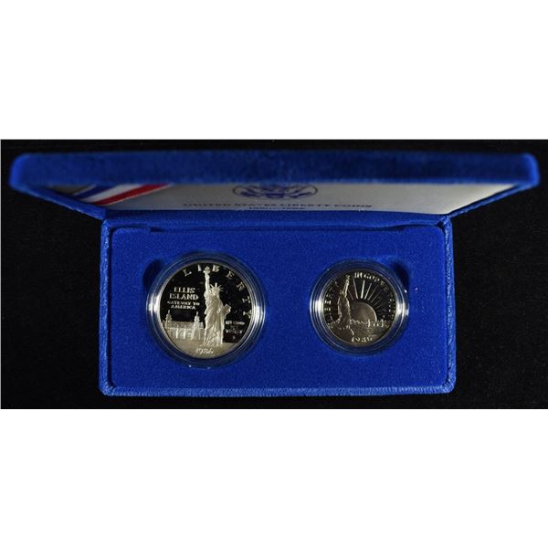 1986-S $1 & 50C STATUE OF LIBERTY COMMEMS