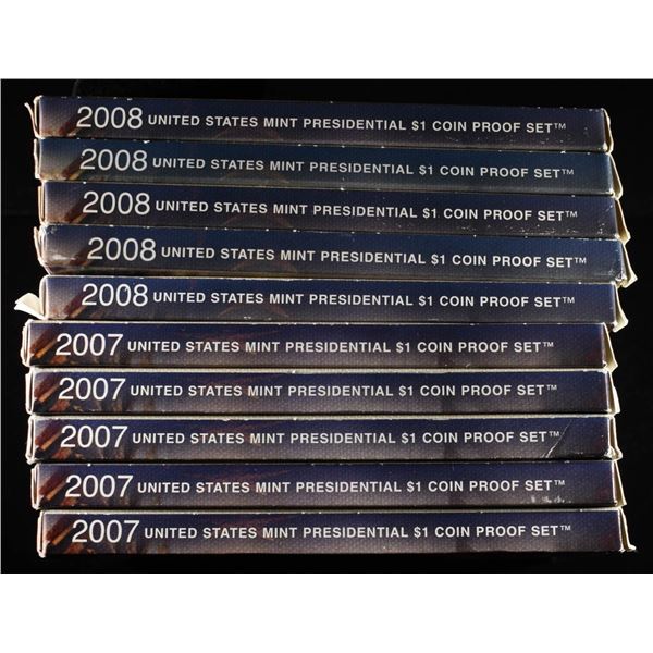 (5) 2007 & (5) 2008 $1 PRESIDENTAL PROOF SETS