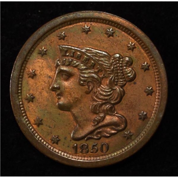 1850 HALF CENT AU/BU