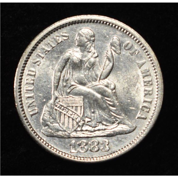 1883 SEATED LIBERTY DIME CH/GEM BU