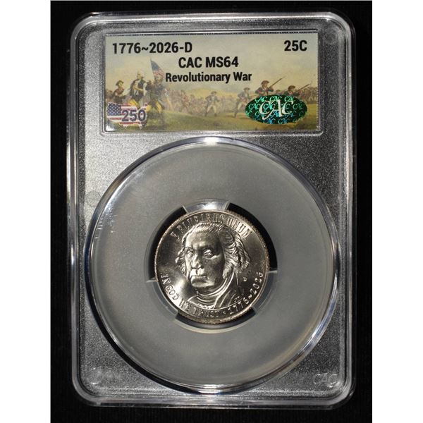 1776-2026-D REVOLUTIONARY WAR QUARTER CAC MS-64