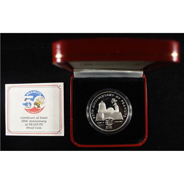 50TH ANNIV OF PEANUTS 1 OZ .999 SILVER PROOF