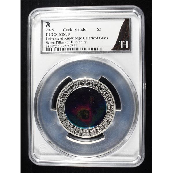 2025 COOK ISLANDS $5 GLASS & SILVER PCGS MS70