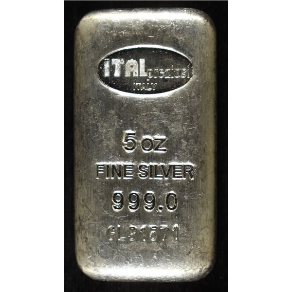 ITALPREZIOSI 5 OZ .999 SILVER BAR