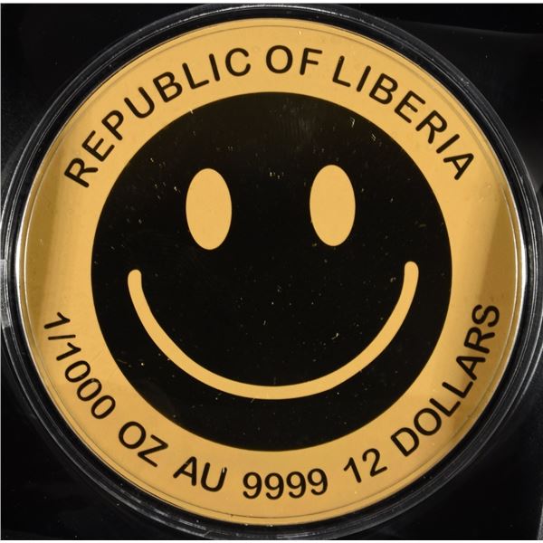 2026 REP OF LIBERIA SMILEY 1/1000TH OZ .9999 GOLD
