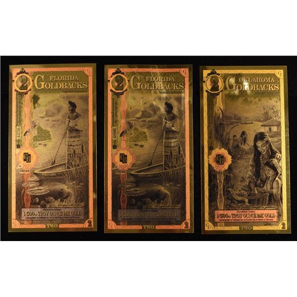 (3) 1/500TH OZ 24K GOLD GOLDBACKS
