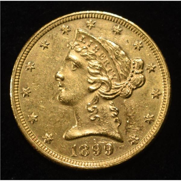 1899 $5 GOLD LIBERTY CH BU