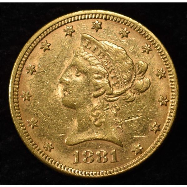 1881 $10 GOLD LIBERTY AU