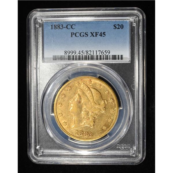 1883-CC $20 GOLD LIBERTY PCGS XF-45