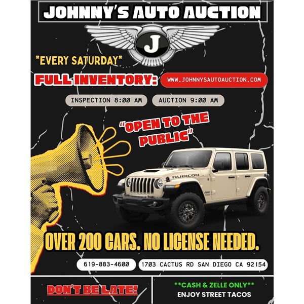JOHNNYS AUTO AUCTION BIG SALE !!!