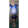 Image 1 : Rare Murano Glass Hurricane Table Lamp With Ruffled Shade