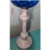 Image 5 : Rare Murano Glass Hurricane Table Lamp With Ruffled Shade