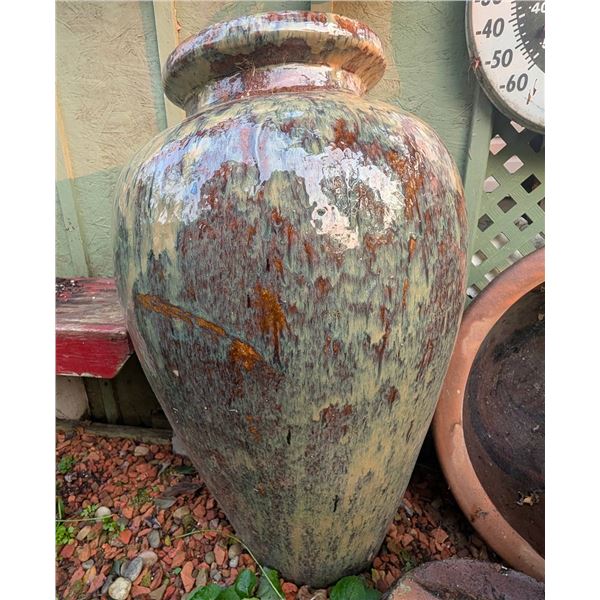 Massive 4 Foot Tall 3 Piece Glazed Ceramic Garden Fountain