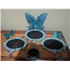 Image 12 : Blue Hobnail Glass Sugar and Creamer Set with Wall Plaques