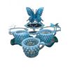Image 1 : Blue Hobnail Glass Sugar and Creamer Set with Wall Plaques