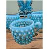 Image 2 : Blue Hobnail Glass Sugar and Creamer Set with Wall Plaques