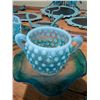 Image 4 : Blue Hobnail Glass Sugar and Creamer Set with Wall Plaques
