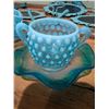 Image 6 : Blue Hobnail Glass Sugar and Creamer Set with Wall Plaques