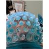 Image 8 : Blue Hobnail Glass Sugar and Creamer Set with Wall Plaques