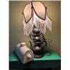 Image 2 : Table Lamp with Metal Teapot Base and Beaded Fabric Shade, Plus Ceramic Bed Warmer and Metal Spring
