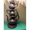 Image 4 : Table Lamp with Metal Teapot Base and Beaded Fabric Shade, Plus Ceramic Bed Warmer and Metal Spring