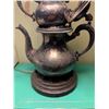Image 6 : Table Lamp with Metal Teapot Base and Beaded Fabric Shade, Plus Ceramic Bed Warmer and Metal Spring