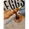 Image 4 : Lot: Fresh Eggs Sign, Brush, Blue Bucket, Lamp Base, Rack