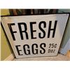 Image 7 : Lot: Fresh Eggs Sign, Brush, Blue Bucket, Lamp Base, Rack