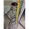 Image 4 : Wire Dress Form, Wood Candle Holder, Small Mirror Lot