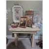 Image 1 : Decorative Table Lot With Print, Tray, Soap, and Accessories