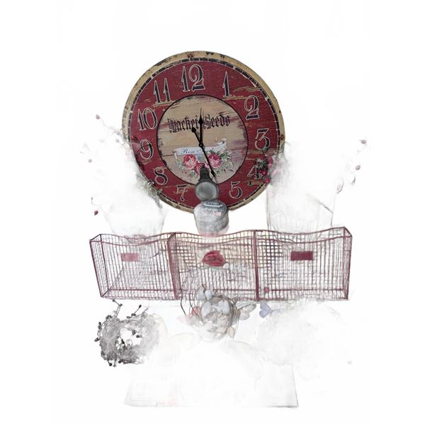 Decorative Home Décor Lot with Large Wall Clock and Accessories