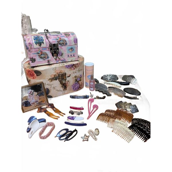 Vintage Hair Accessories & Decorative Storage Boxes