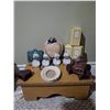Image 2 : Decorative Tabletop Lot with Candles, Frames, Racks, and Cups
