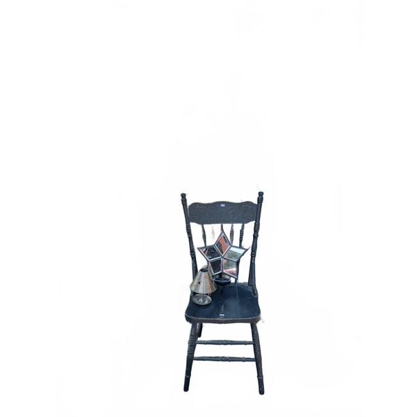 Wooden Chair, Blue Decorative Panel, Star Mirror Lot