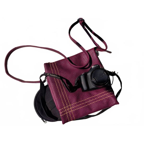 Canon PowerShot SX40 HS Camera with Accessories and Purple Shoulder Bag