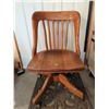 Image 2 : Oak Swivel Office Chair with Wood Casters