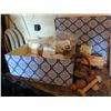 Image 2 : Box Lot of Wool Fleece, Yarn Balls, Spindle, Spool, and Decorative Plaque